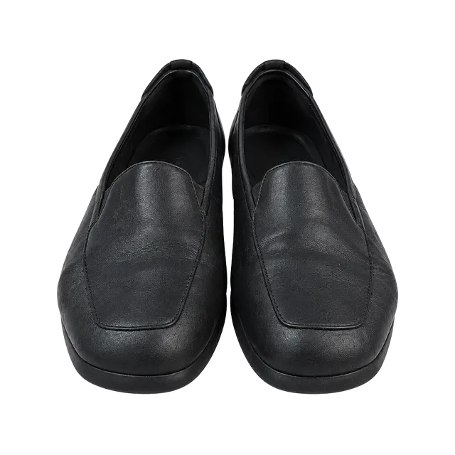 Villager Softwear Black Leather Slip On Loafers Flats Shoes