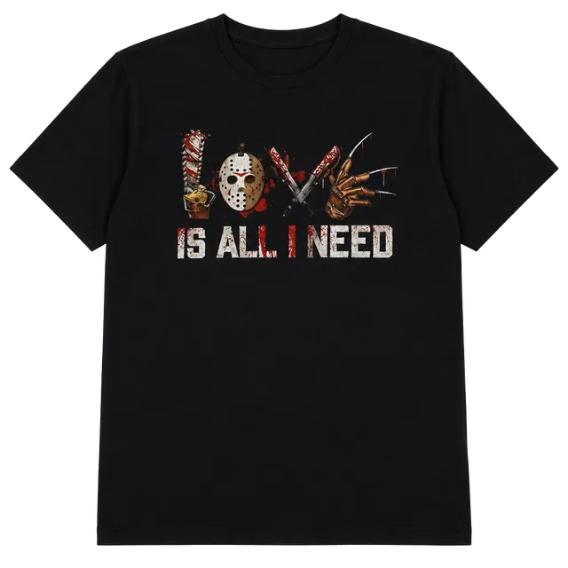 Zuni Sportwear Horror Graphic T-Shirt Size M Black Love Is All I Need