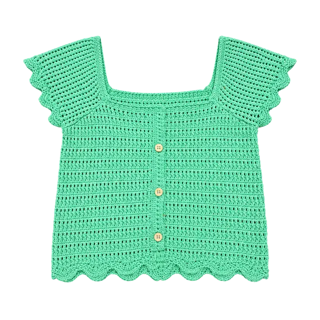 Forever 21 Crochet Crop Top Size S Green Square Neck