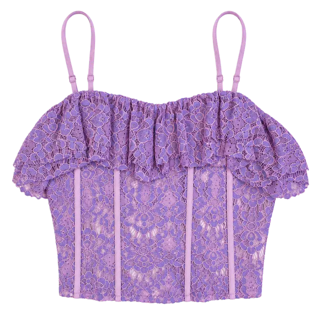 Easel Lace Ruffle Corset Top Purple