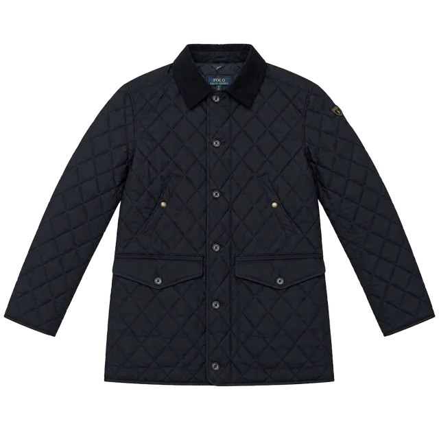 Polo Ralph Lauren Quilted Jacket Size XL Black Corduroy Collar
