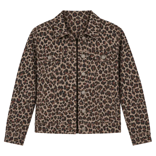 Liverpool Los Angeles Leopard Print Denim Jacket Size M