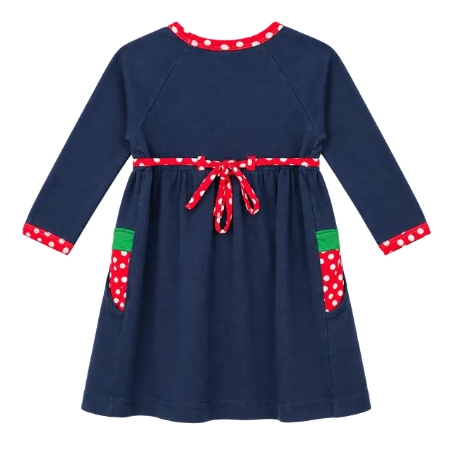 Florence Eiseman Dress Size 3T Blue Red White Polka Dot Strawberry pockets