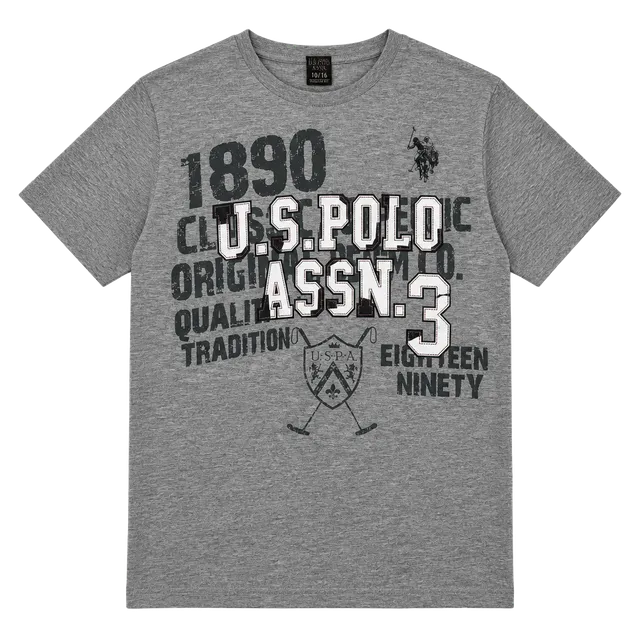 Youth U.S. Polo Assn. Graphic T-Shirt Size 14/16 Gray Cotton
