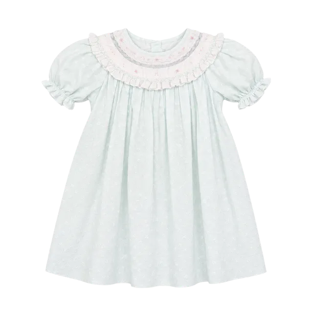 Petit Ami Hand Embroidered Dress 9 MOS Light Blue