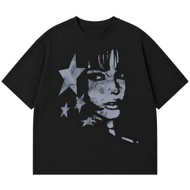 Graphic Print Oversized T-Shirt Black