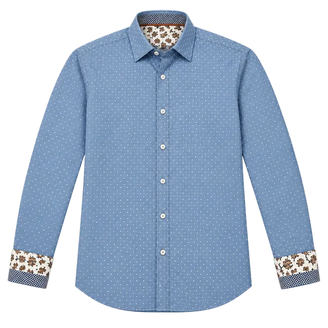 Denim & Flower Ricky Singh Long Sleeve Button-Up Shirt XL Blue Polka Dot