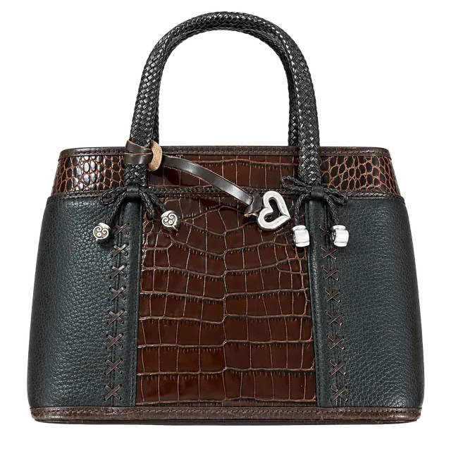 Brighton Mixed Leather Croc Embossed Shoulder Bag