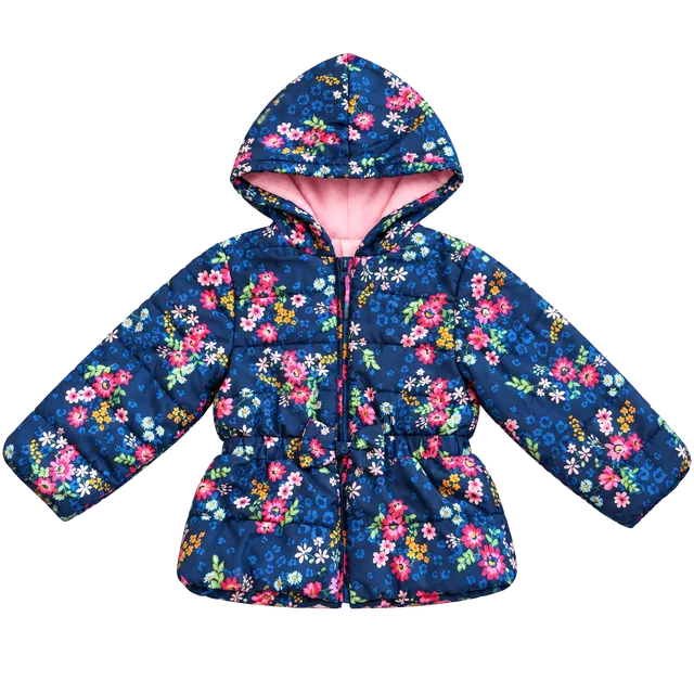 Little Me Floral Puffer Jacket Navy Blue 3T