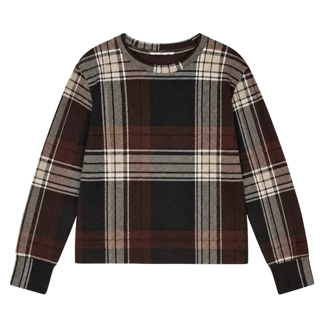 Alpine Design Plaid Sweater Size M Brown Black Long Sleeve Crewneck