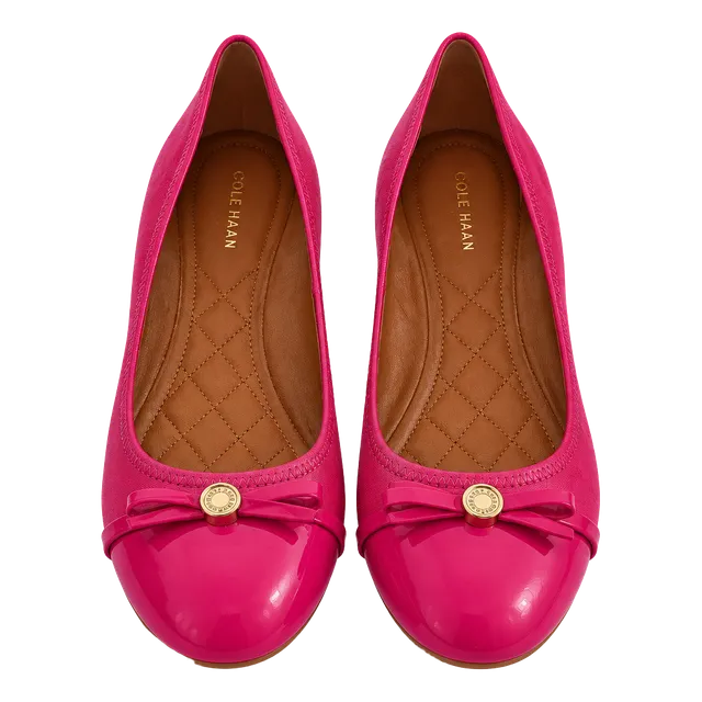 Cole Haan Wedge Heels Pink Leather Bow Ballet Flats 9B