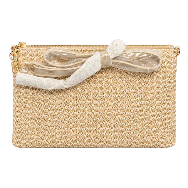 NWT forever 21 small handbag straw cream gold chain shoulder strap