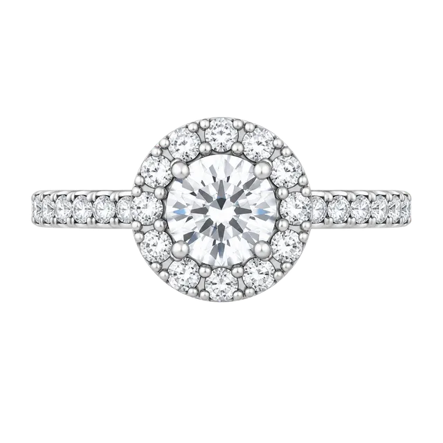 Halo Engagement Ring Sterling Silver Moissanite Center Stone Stamped 925 size 6