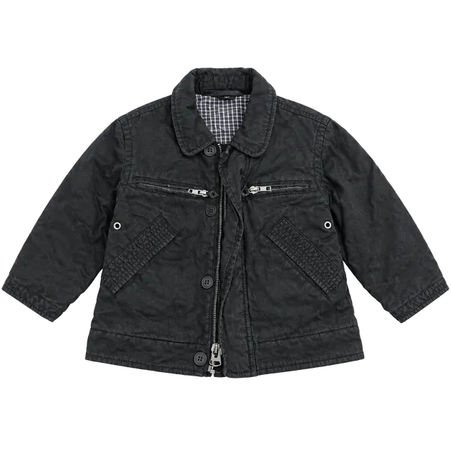 GapKids Utility Jacket Size XS (4-5) Black Canvas Plaid Lined