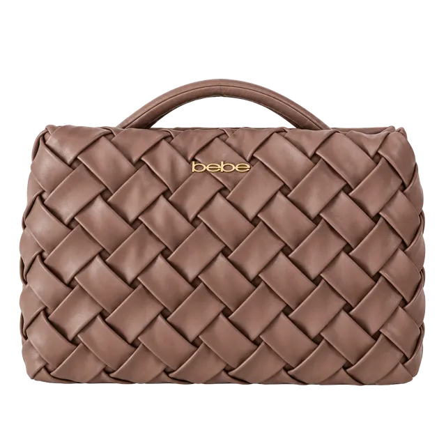 bebe Woven Faux Leather Handbag Brown