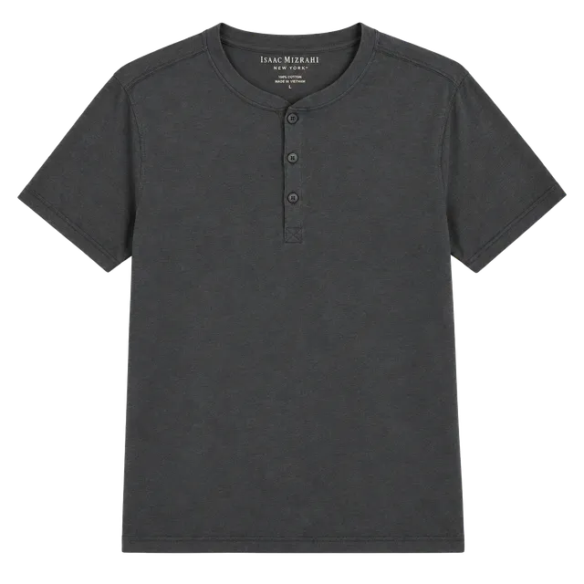 Isaac Mizrahi New York Henley Size XL Black Pima Cotton Blend