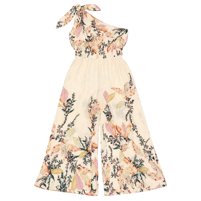 Free People One Shoulder Jumpsuit Size S Floral Leaf Print
