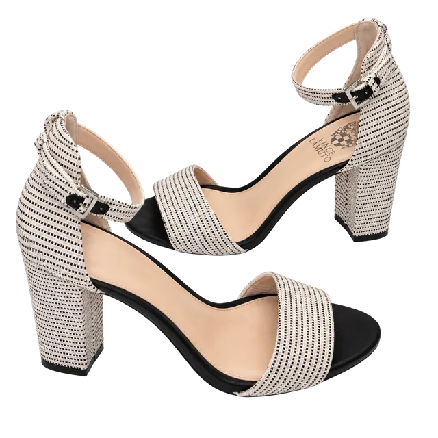 Vince Camuto Corlina Ankle Strap Sandal Size 8M/38 Bone Black Canvas