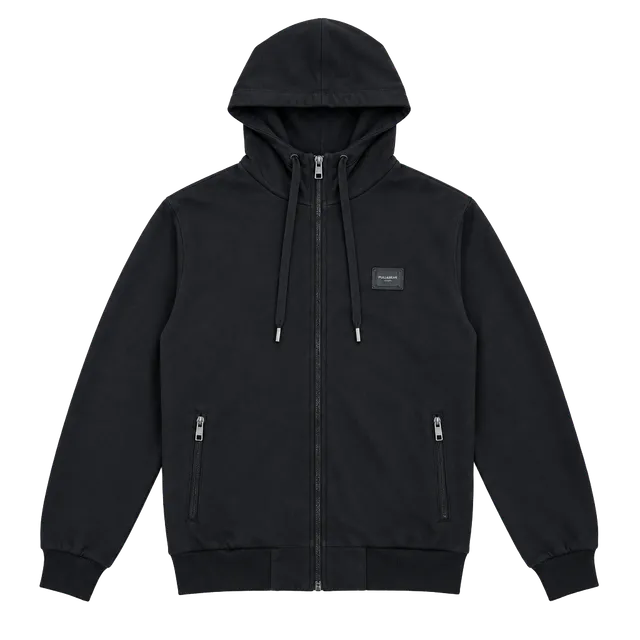 Dolce & Gabbana Full Zip Hoodie Size 50 Black Logo Metal Plate