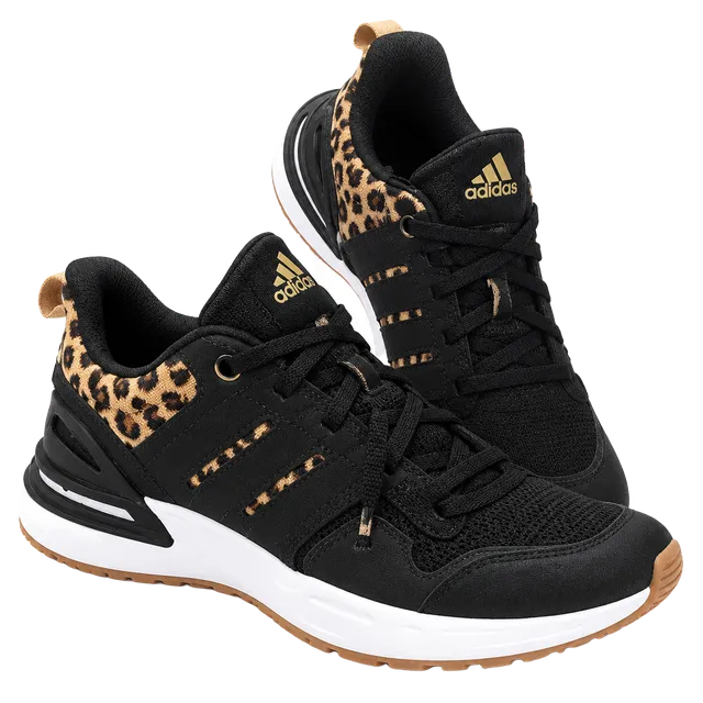 Adidas Running Shoes Black Leopard Print youth sz 1