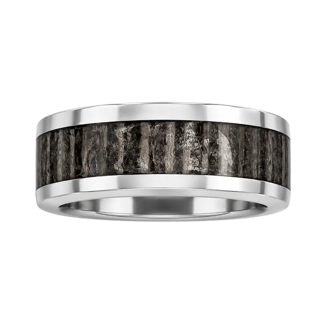 Tungsten Antler And Wood Inlay Polished Finish 8mm Band Ring Size 9-Unisex