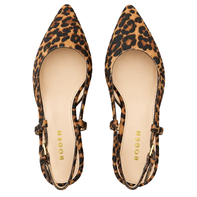 Boden Mini Block Sling Backs in Classic Leopard EU42/US9.5