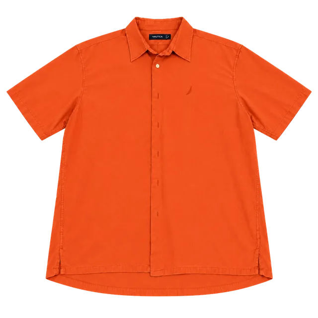 Nautica Short Sleeve Button Down Shirt Size XL Orange