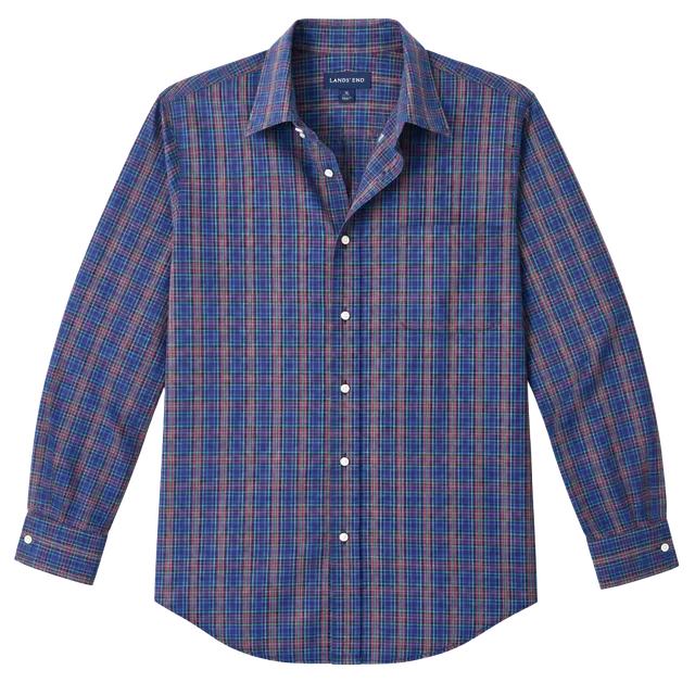 Lands' End No Iron Plaid Button Down Collegiate Prep New England Fall 