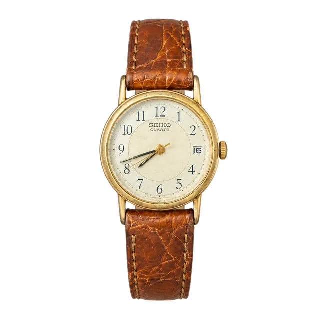 Vintage Seiko 3E22-0069 Women’s Gold Tone Quartz Date Watch Cream Dial