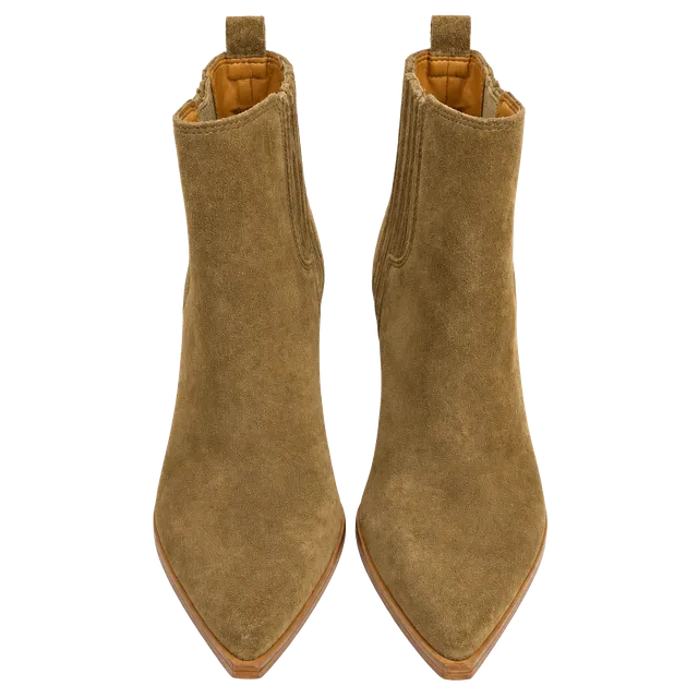 Marc Fisher LTD Booties Size 8M Brown Suede Pointed Toe Block Heel