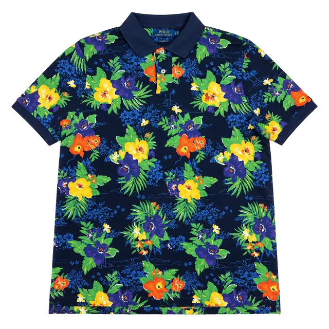 Polo Ralph Lauren RLX Men's Floral Polo Shirt Size L Short Sleeve Golf Cotton