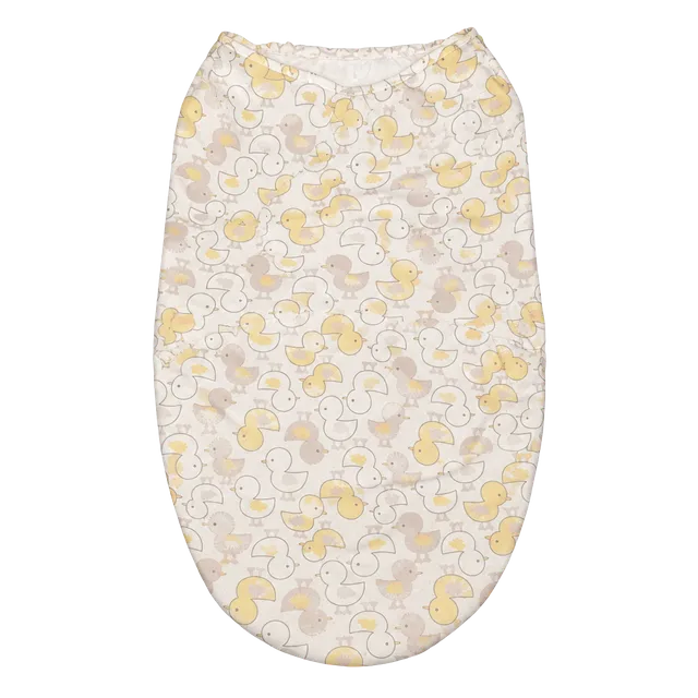 Infant Sherpa Swaddle sack Duck Duck Goose Print Yellow Grey 0-3M 
