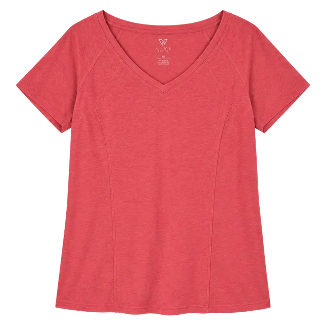 Livi Active T-Shirt Size 14/16 Pink V-Neck Short Sleeve Athletic Top