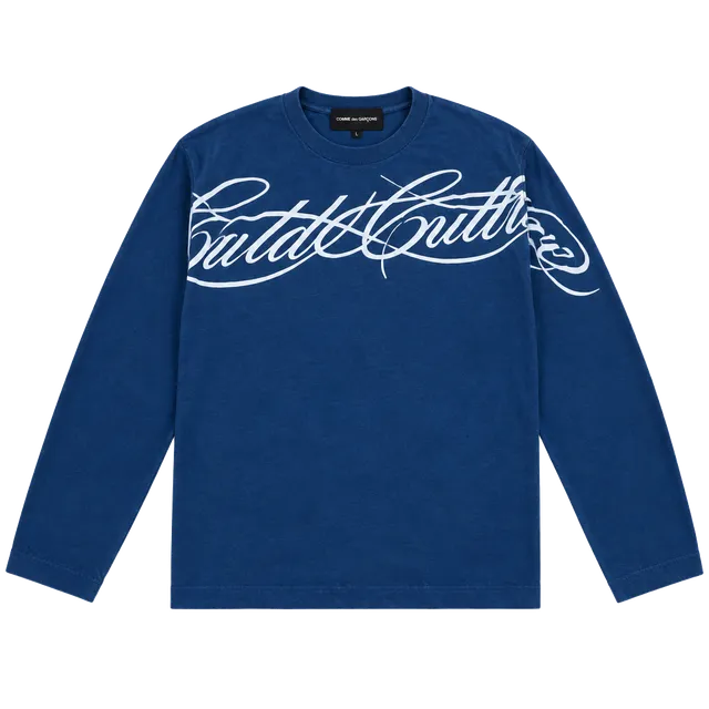 Cold Culture Crossed Script Long Sleeve Size Xs Vibrant Blue men’s new