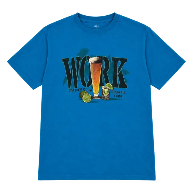 Caro Joe Work The Curse Of The Drinking Class T-Shirt Size XL Blue