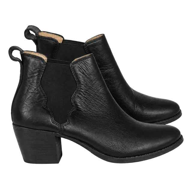 Frye Jackie Gore Booties Black Leather Heeled Ankle Boots