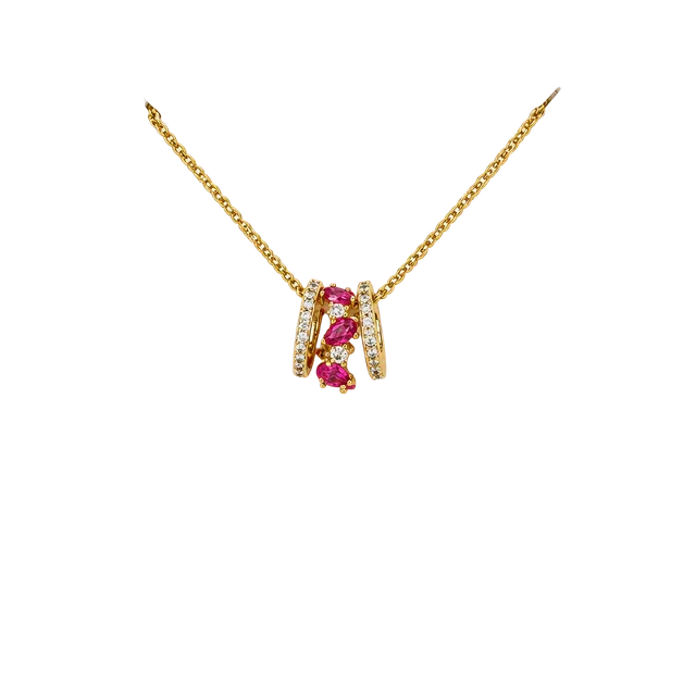BP Gorgeous Looks Good on You Necklace w/3 rings Gold Rose Corundum