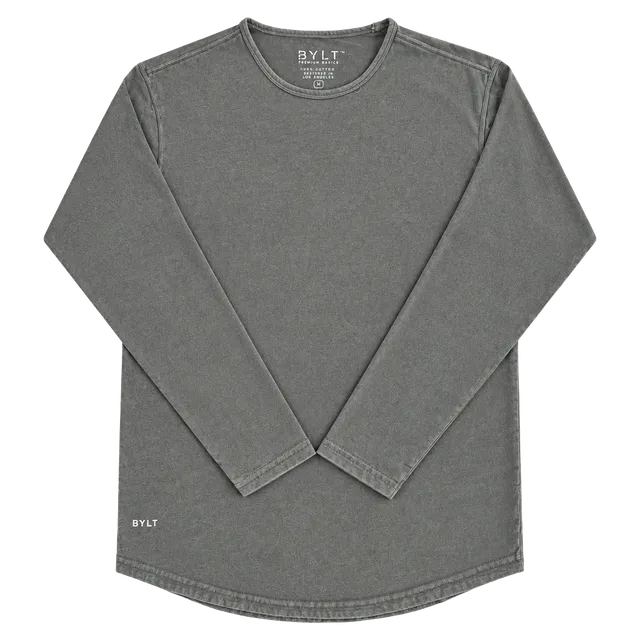 Bylt Drop Cut Long Sleeve Size M Grey Shirt