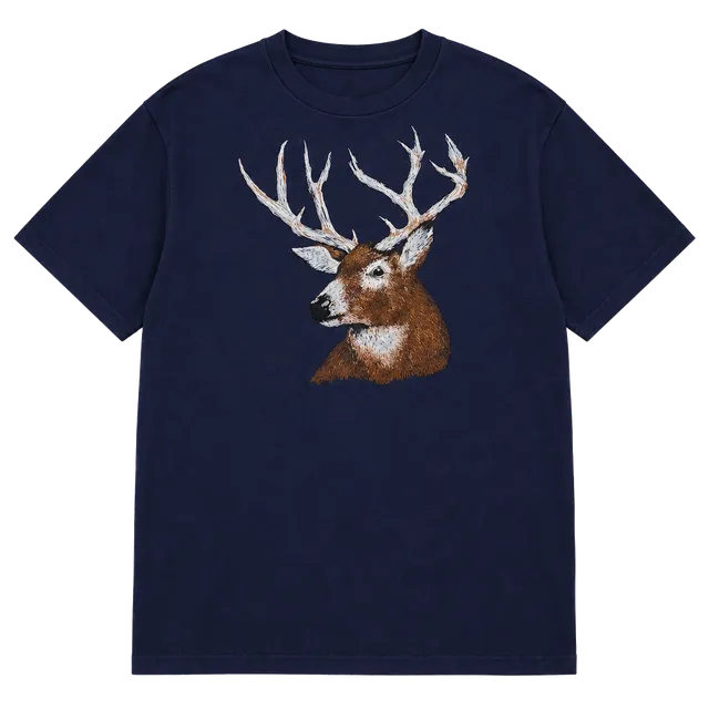 Russell Athletic Deer Buck Graphic T-Shirt 2XL Navy Blue Vintage USA Made