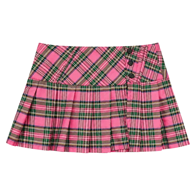 Tripp NYC Pleated Mini Skirt Size S Pink Plaid Y2K Schoolgirl