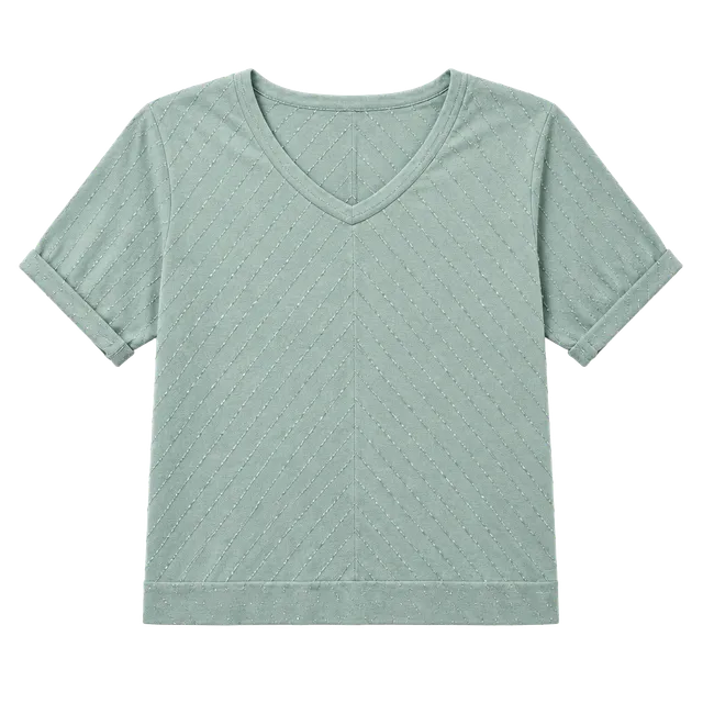 Sonoma Life + Style T-Shirt Size S Mint Green Metallic Stripe