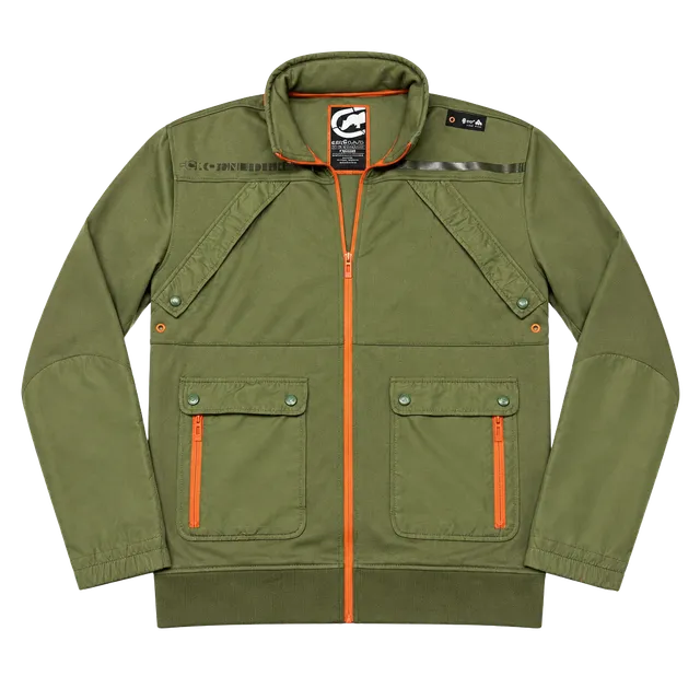 Ecko Unltd. Jacket Size Large Olive Green Full Zip Utility Track Jacket