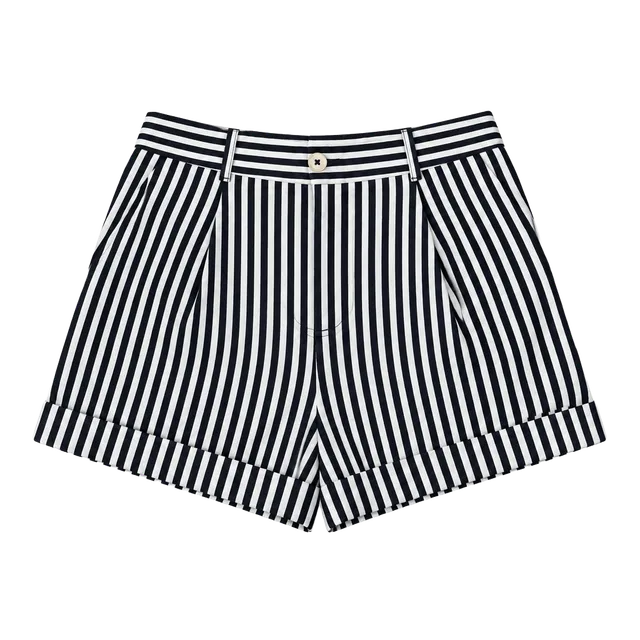 Forever 21 Striped Cuffed Shorts Size M Black White High Rise