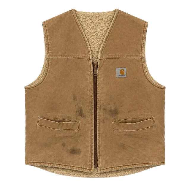 Carhartt Duck Sherpa Lined Vest Brown Canvas Workwear
