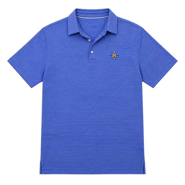 Johnnie-O Polo Shirt Size M Blue Stripe Golf Rollins College Logo