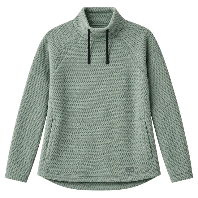 LL Bean Women's Ridgeknit Crossneck Pullover Textured Funnelneck