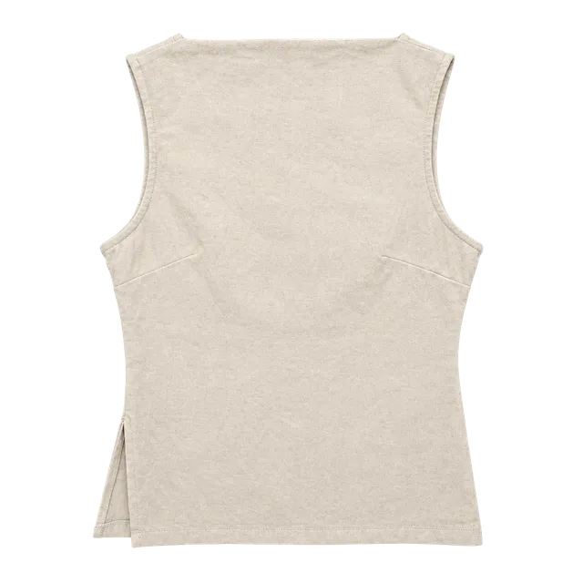 by Anthropologie Tank Top Size L Beige Cotton Blend Boat Neck Sleeveless