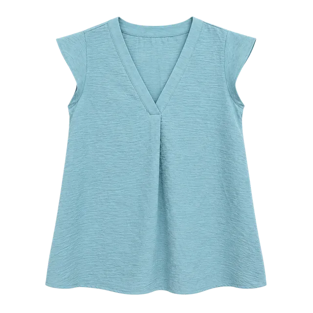 Cupcakes and Cashmere Blouse Size S Light Blue Cap Sleeve V-Neck