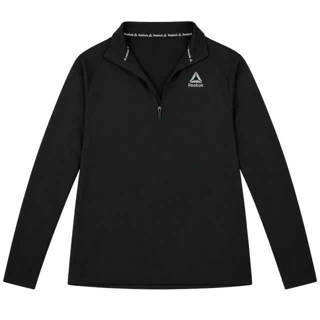 Reebok 1/4 Zip Pullover Size M Black Athletic Long Sleeve Shirt