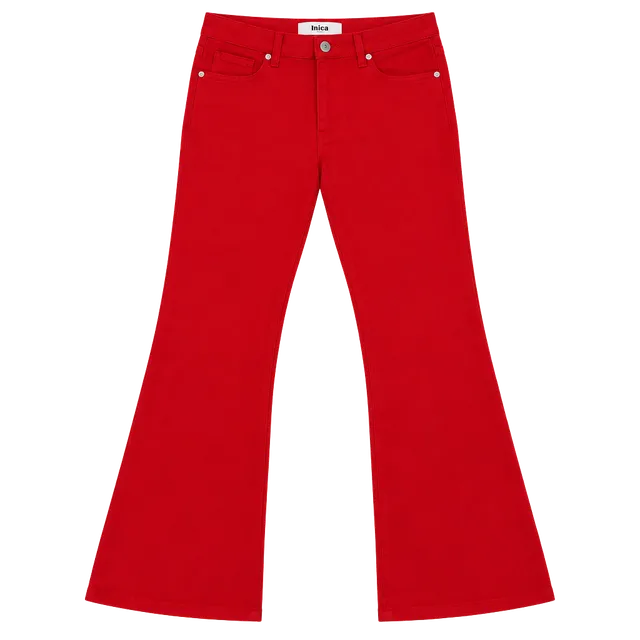 Mica Denim Size 26 Red High Rise Flare Jeans NWT Raw Hem Stretch Y2K 
